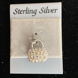 Sterling Silver Purse Charm with Rhinestones